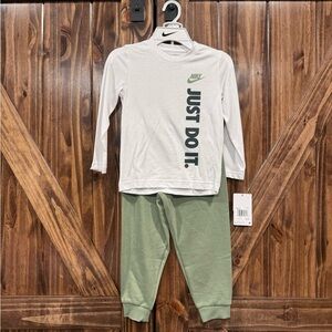 Nike White and Green Kids Activewear Set